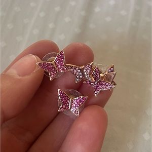 Swarovski pink butterfly earrings